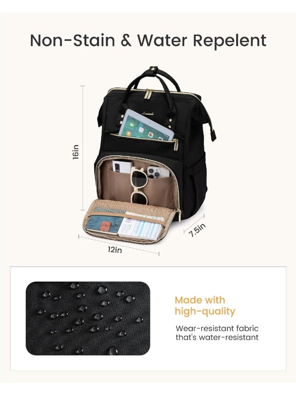 New Laptop Backpack for Women with Giant Tumbler Holder Pocket - Picture 5 of 6